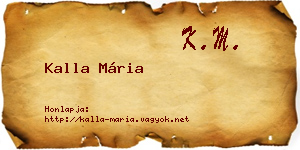 Kalla Mária névjegykártya